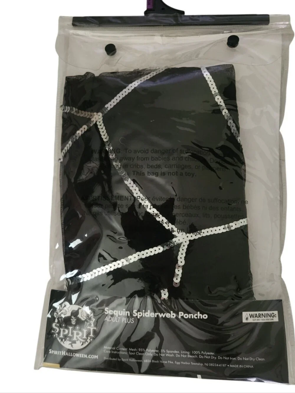 Spirit Sequin Spiderweb Poncho - Black - 18/20 Plus Size  Costume - Picture 2 of 2